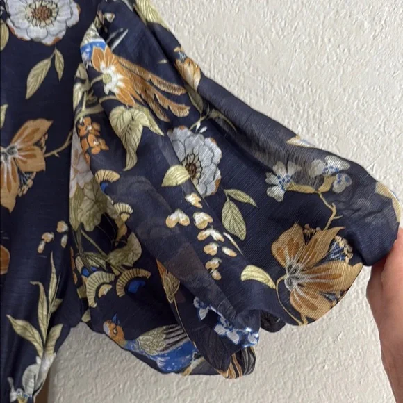 SIR the Label Floral Mini Dress - Navy and Gold - Picture 3 of 7